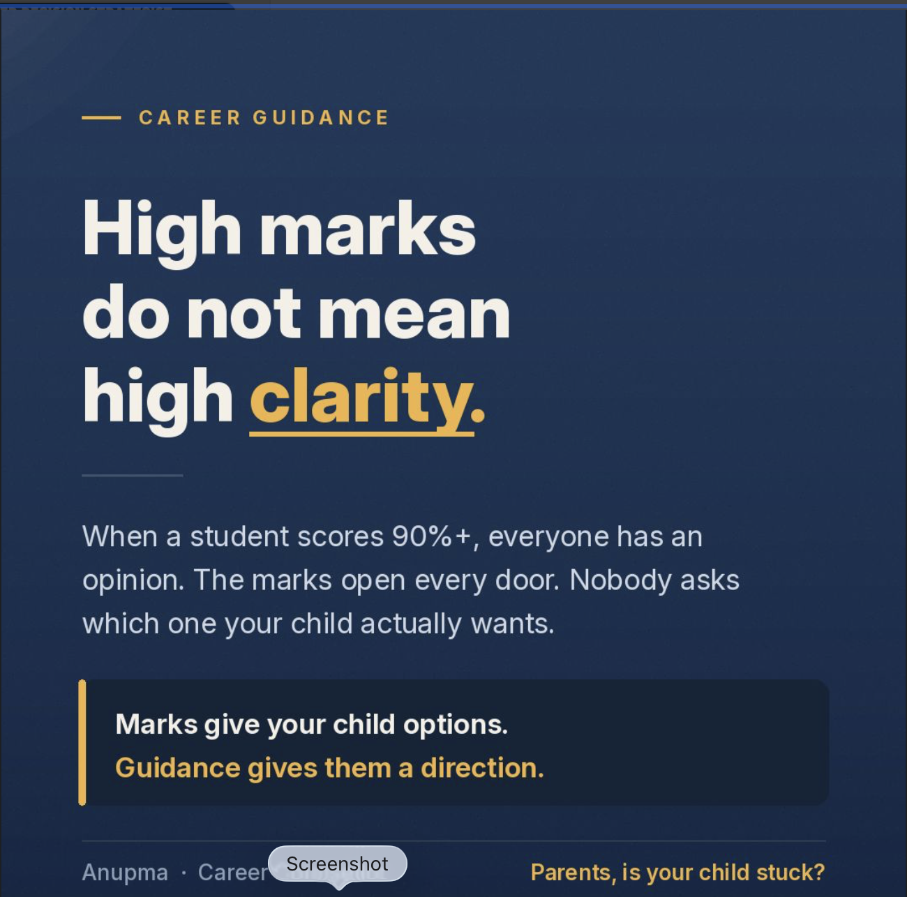 High marks give students many career options, but they do not necessarily give them career clarity. This article highlights why parents should look be
